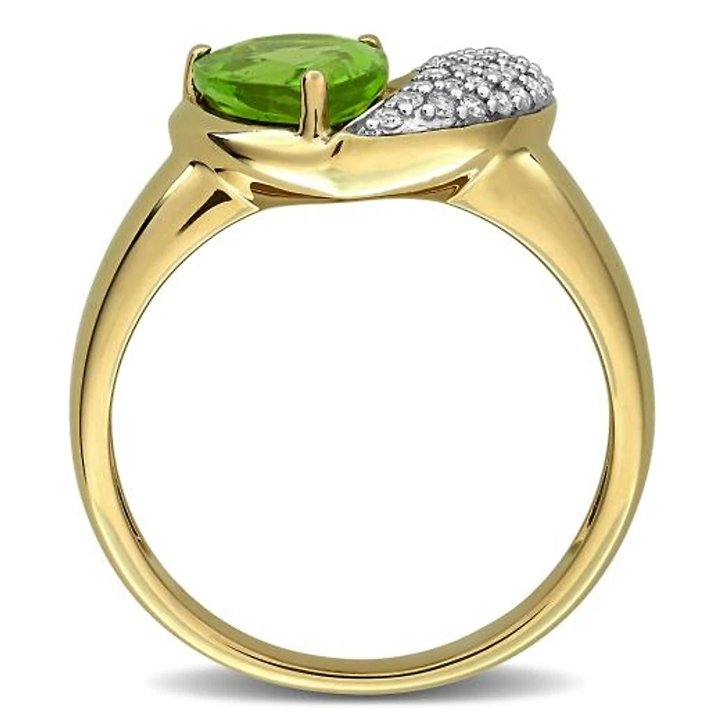 Julianna B 10K Yellow Gold Peridot & Diamond Heart Ring