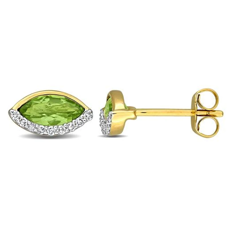 Julianna B 14K Yellow Gold Peridot & Diamond Stud Earrings