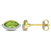 Julianna B 14K Yellow Gold Peridot & Diamond Stud Earrings