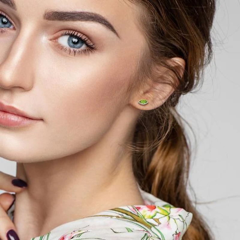 Julianna B 14K Yellow Gold Peridot & Diamond Stud Earrings