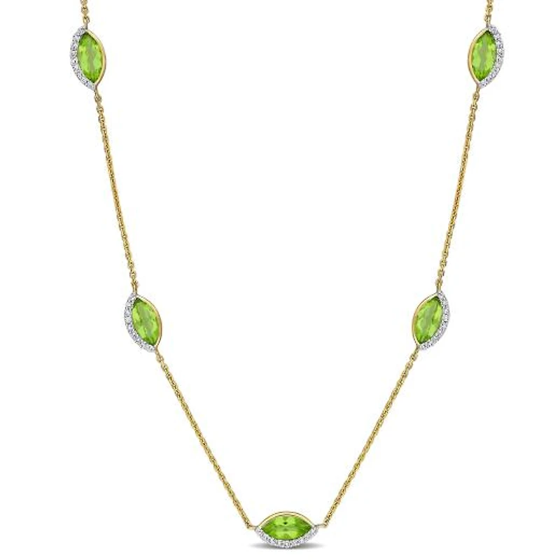 Julianna B 14K Yellow Gold Peridot & Diamond 17" Station Necklace