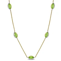Julianna B 14K Yellow Gold Peridot & Diamond 17" Station Necklace