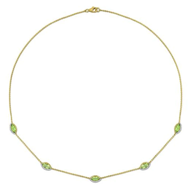Julianna B 14K Yellow Gold Peridot & Diamond 17" Station Necklace