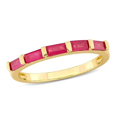 Julianna B 10K Yellow Gold Baguette-Cut Ruby Anniversary Band