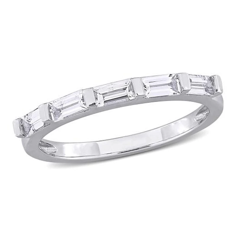 Julianna B 10K White Gold Baguette-Cut White Sapphire Anniversary Band