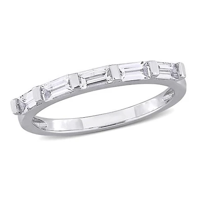 Julianna B 10K White Gold Baguette-Cut White Sapphire Anniversary Band