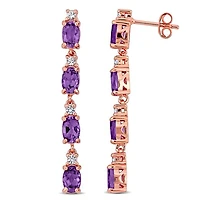 Julianna B Rose Plated Sterling Silver Amethyst & White Topaz Drop Earrings