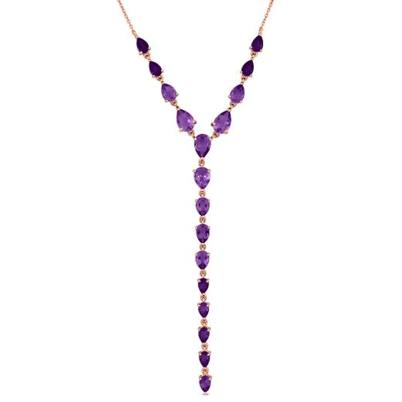 Julianna B Rose Plated Sterling Silver Amethyst 18+2" Lariat Necklace
