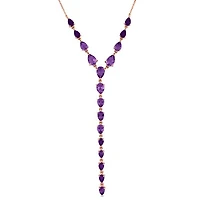Julianna B Rose Plated Sterling Silver Amethyst 18+2" Lariat Necklace