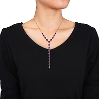 Julianna B Rose Plated Sterling Silver Amethyst 18+2" Lariat Necklace