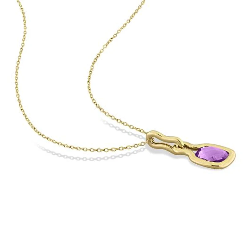 Julianna B Yellow Plated Sterling Silver Amethyst 17" Pendant with Chain