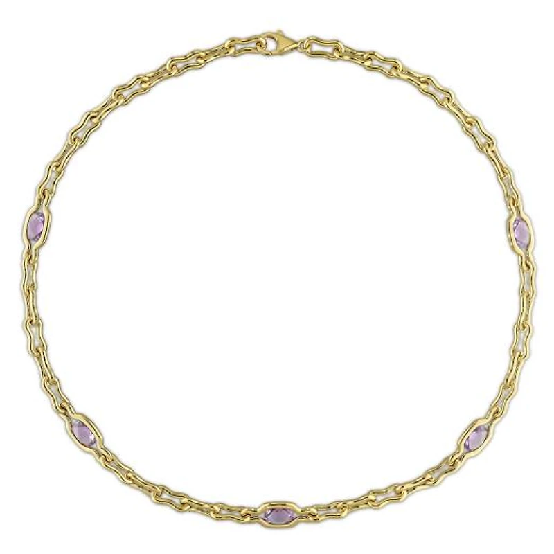 Julianna B Yellow Plated Sterling Silver Amethyst 17" Station Link Necklace