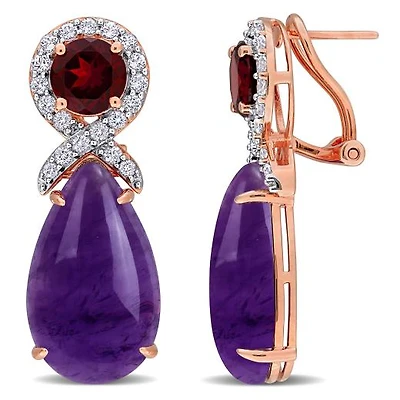 Julianna B Rose Plated Sterling Silver Multi-Stone Leverback Earrings