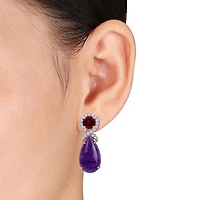 Julianna B Rose Plated Sterling Silver Multi-Stone Leverback Earrings