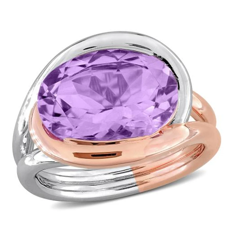 Julianna B Two-Tone Sterling Silver Pink Amethyst Swirl Ring