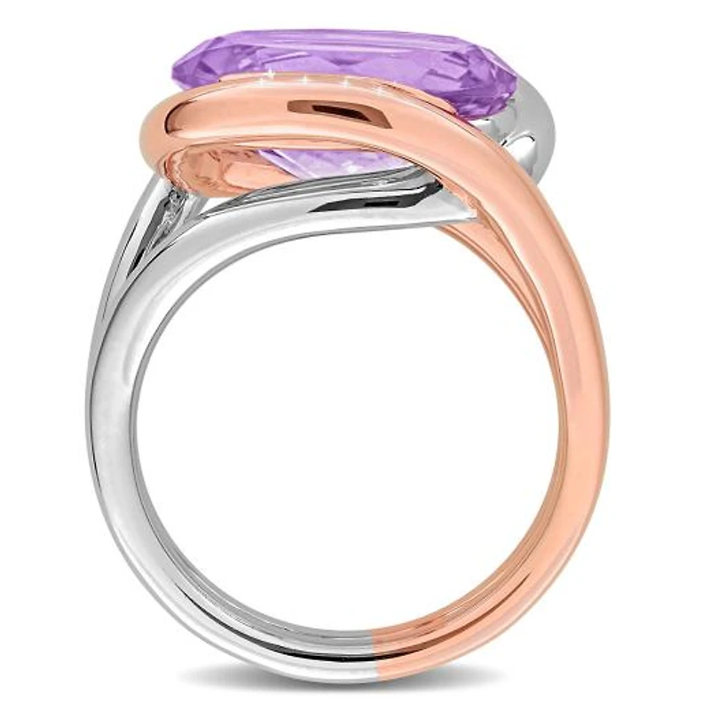 Julianna B Two-Tone Sterling Silver Pink Amethyst Swirl Ring