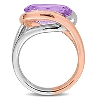 Julianna B Two-Tone Sterling Silver Pink Amethyst Swirl Ring
