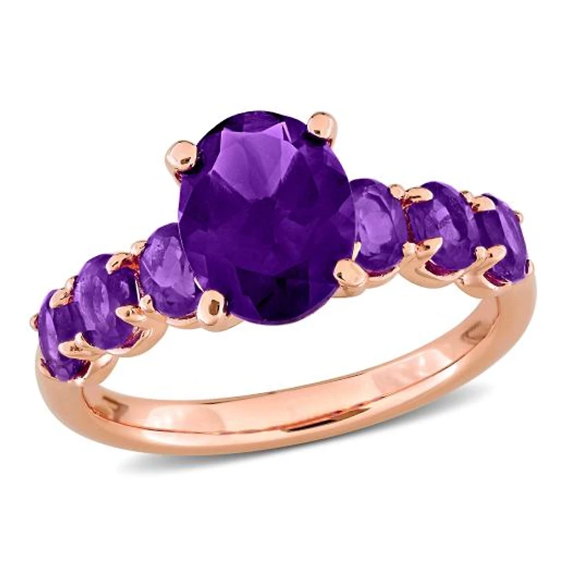 Julianna B Rose Plated Sterling Silver African Amethyst Ring