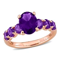 Julianna B Rose Plated Sterling Silver African Amethyst Ring