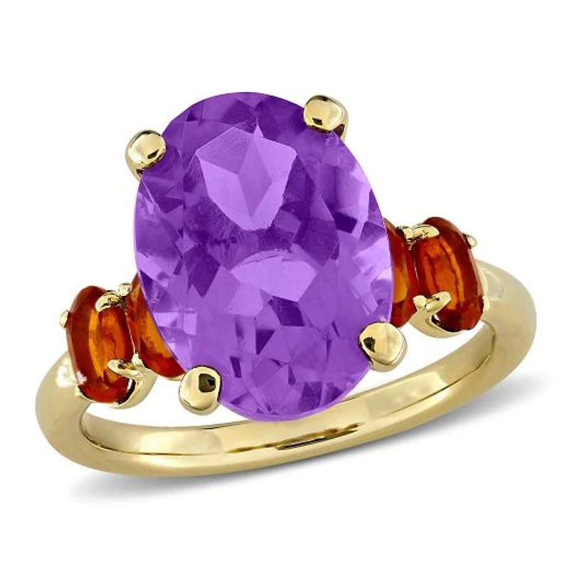 Julianna B Yellow Plated Sterling Silver Amethyst and Madeira Citrine Ring