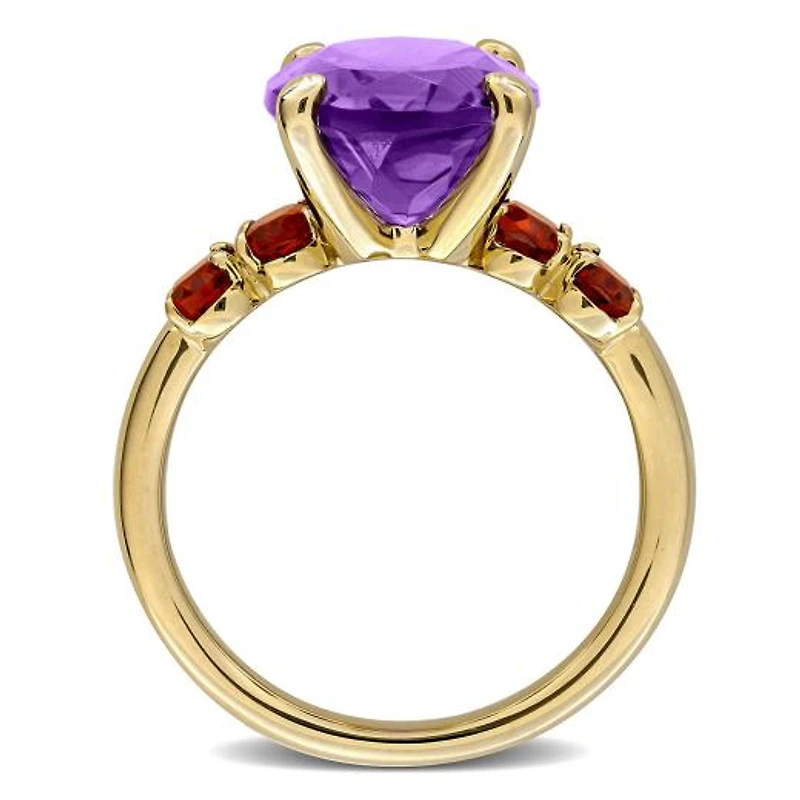 Julianna B Yellow Plated Sterling Silver Amethyst and Madeira Citrine Ring