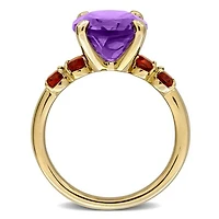 Julianna B Yellow Plated Sterling Silver Amethyst and Madeira Citrine Ring