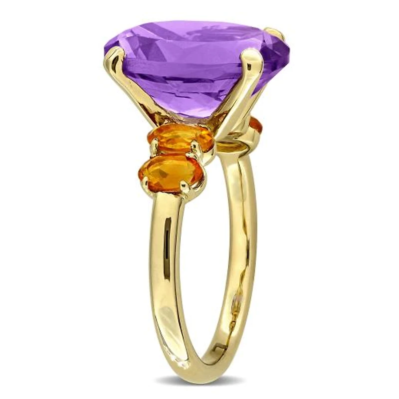 Julianna B Yellow Plated Sterling Silver Amethyst and Citrine Cocktail Ring