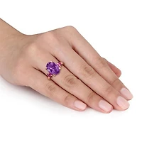 Julianna B Rose Plated Sterling Silver Amethyst and Rhodolite Cocktail Ring