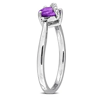Julianna B Sterling Silver Amethyst and Diamond Accent Wrap Heart Ring