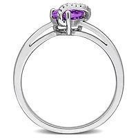Julianna B Sterling Silver Amethyst and Diamond Accent Wrap Heart Ring