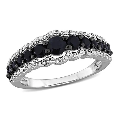 Julianna B Sterling Silver Black Sapphire Fashion Ring