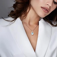 Julianna B Sterling Silver Sky Blue Topaz and White Topaz Oval 18" Necklace