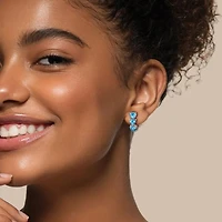 Julianna B Sterling Silver Heart Shaped Sky Blue Topaz Huggie Hoop Earrings