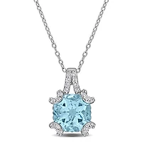 Julianna B Sterling Silver Sky Blue Topaz and White Topaz 18" Necklace