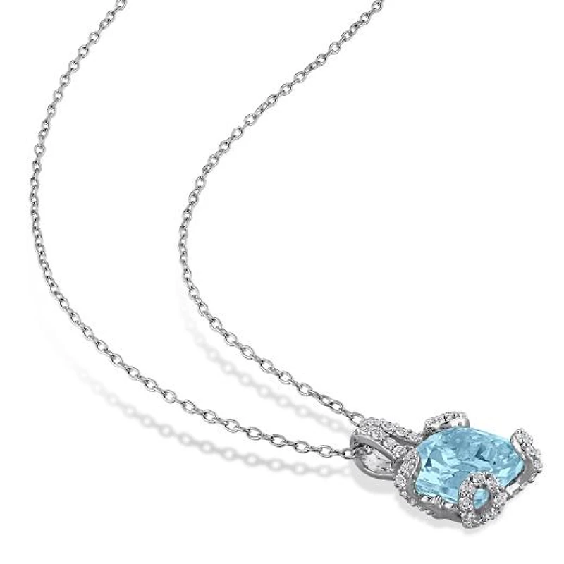 Julianna B Sterling Silver Sky Blue Topaz and White Topaz 18" Necklace