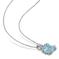 Julianna B Sterling Silver Sky Blue Topaz and White Topaz 18" Necklace
