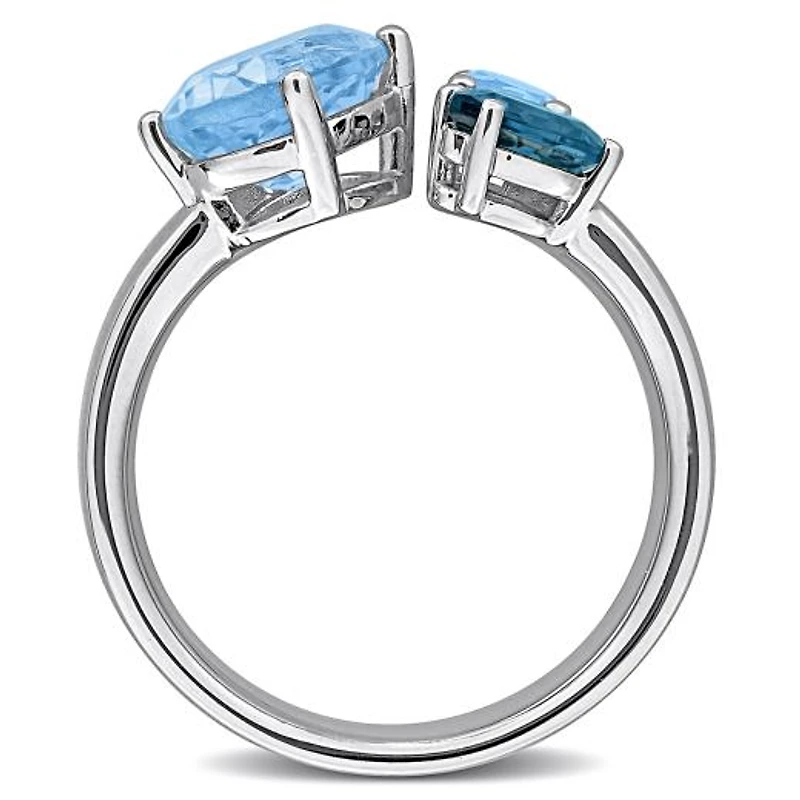 Julianna B Sterling Silver Sky, London & Swiss Blue Topaz 3-Stone Open Ring