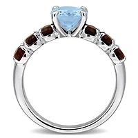 Julianna B Sterling Silver Sky Blue Topaz and Smoky Quartz Ring