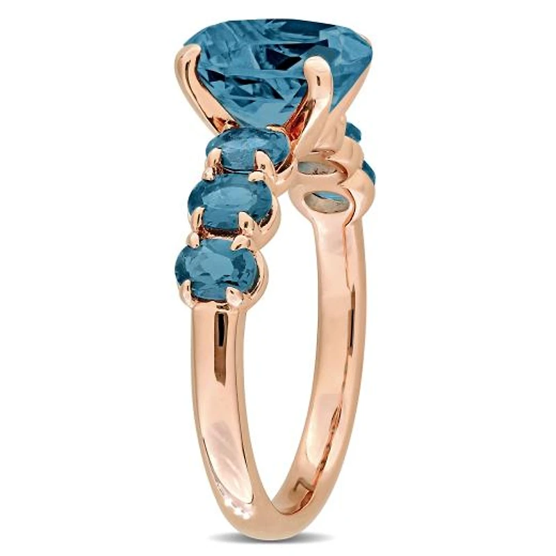Julianna B Rose Plated Sterling Silver London Blue Topaz Ring