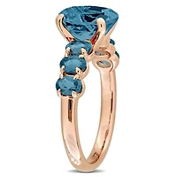 Julianna B Rose Plated Sterling Silver London Blue Topaz Ring