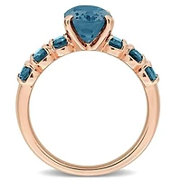 Julianna B Rose Plated Sterling Silver London Blue Topaz Ring