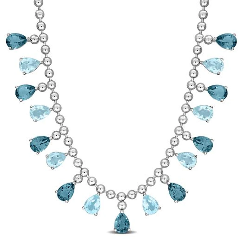 Julianna B Sterling Silver Sky Blue Topaz and London Blue Topaz 17" Necklace
