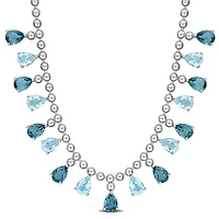 Julianna B Sterling Silver Sky Blue Topaz and London Blue Topaz 17" Necklace