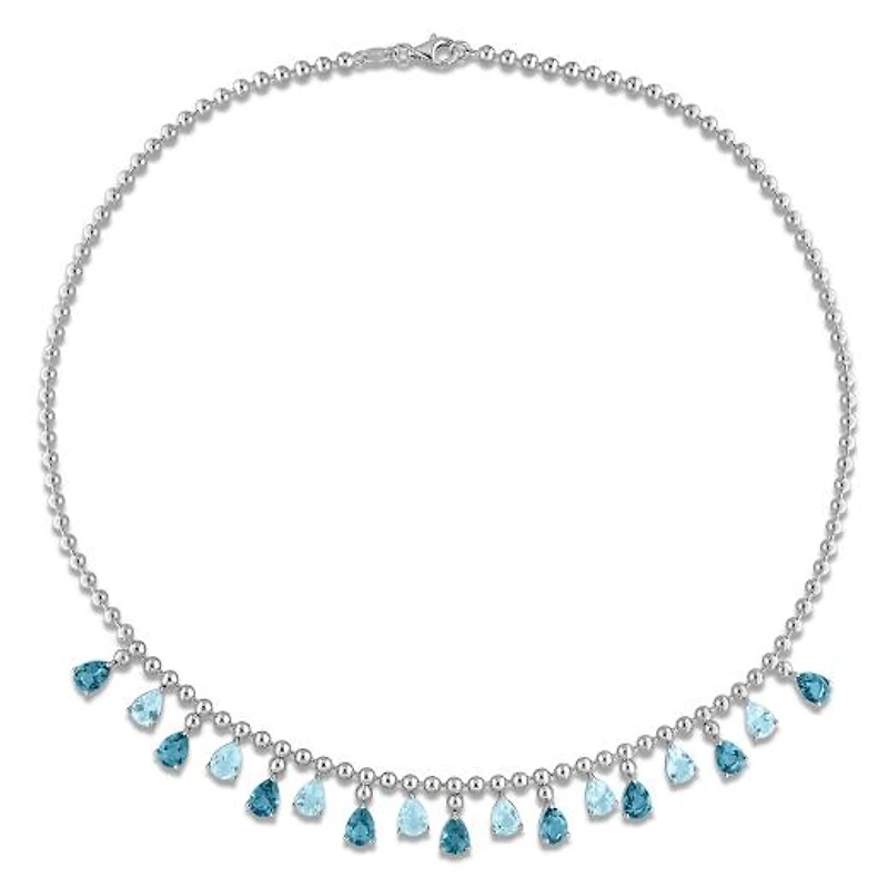 Julianna B Sterling Silver Sky Blue Topaz and London Blue Topaz 17" Necklace