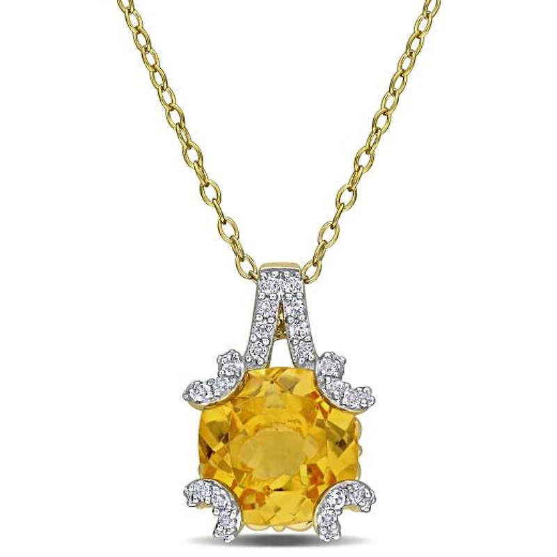 Julianna B Yellow Plated Sterling Silver Citrine & White Topaz 18" Necklace