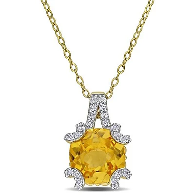 Julianna B Yellow Plated Sterling Silver Citrine & White Topaz 18" Necklace