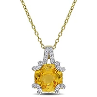 Julianna B Yellow Plated Sterling Silver Citrine & White Topaz 18" Necklace