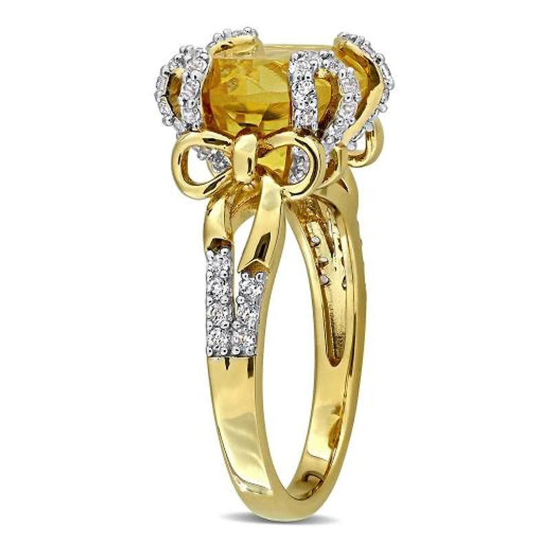 Julianna B Yellow Plated Sterling Silver Citrine & White Topaz Cocktail Ring