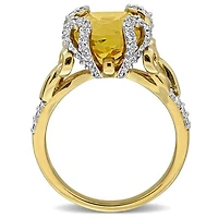 Julianna B Yellow Plated Sterling Silver Citrine & White Topaz Cocktail Ring
