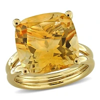 Julianna B Yellow Plated Sterling Silver Citrine Solitaire Cocktail Ring